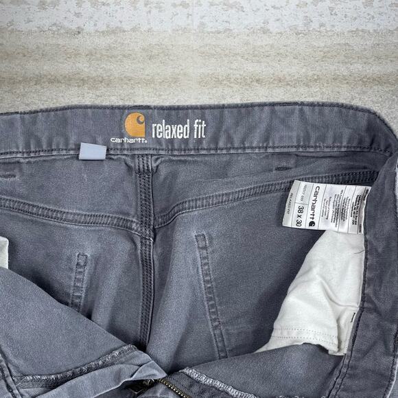 Vintage Carhartt Carpenter Pants Grey Canvas Relaxed Fit Dungarees Painters 90s - Picture 4 of 4